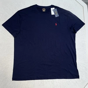 Polo Ralph Lauren T Shirt Men XL Navy Blue Red Logo Casual Short Sleeve New Tags - Picture 1 of 13