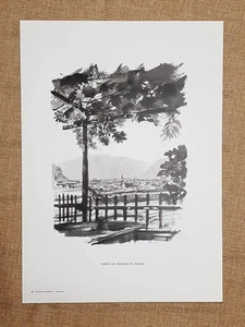 Bolzano Veduta della città da Rencio Disegno Luciano Guarnieri Tavola del 1957 - Picture 1 of 1