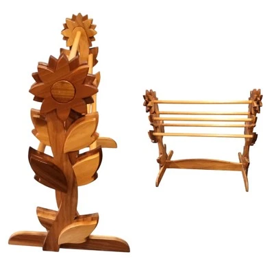 HERMOSO EDREDÓN AMISH TALLADO A MANO GIRASOL MADERA MACIZA COLCHADOR Foto 1 de 4