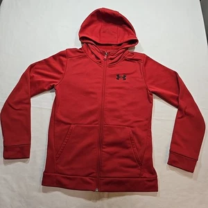 Under Armour Boys Full Zip Hoodie Sweatshirt Size Youth Large YLG Muted Red VGC  - Picture 1 of 6