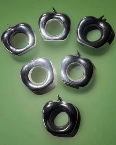 Apple Napkin Rings Silver Aluminum Lot of 6 Table Kitchen Home Decor - Picture 1 of 11