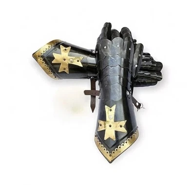 Средневековые Рыцарские Рукавицы 18GA Стальная Броня LARP Косплей SCA Функциональные Перчатки - Изображение 1 из 4