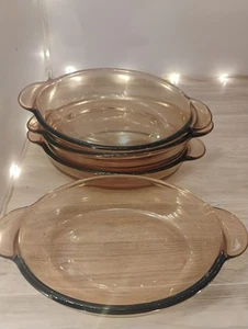 Vintage Pyrex Bernstein Braun Glas Oval 8,5" Backformen Menge 4 Auflaufform - Bild 1 von 6