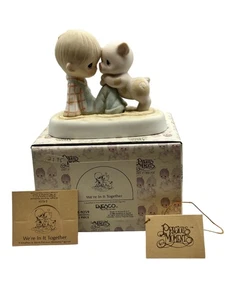 Precious Moments We're In It Together 1982 E-9250 Figurine Boy with Pig Gift - Picture 1 of 8