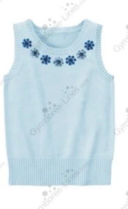 Maglione gilet nuovo senza etichette Gymboree petali di pavone taglia L 10-12 blu paillettes gemme fiori - Foto 1 di 3