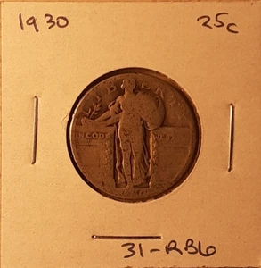 1930 Standing Liberty Quarter Philadelphia Mint 90% Silver 25c coin (#31-RB6) - Picture 1 of 3