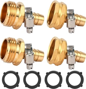 Brass Garden Hose Connector Repair Mender Kit with Stainless Clamp,Fits 1/2" - Picture 1 of 3