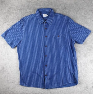 Faherty Shirt Men's 2XL Blue Indigo Dyed Short Sleeve Button Up Organic Cotton - Picture 1 of 12