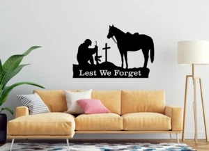 Lest We Forget Remembrance Day Sticker Poppy Soldier Patriotic Decor Vinyl Quote - Picture 1 of 19