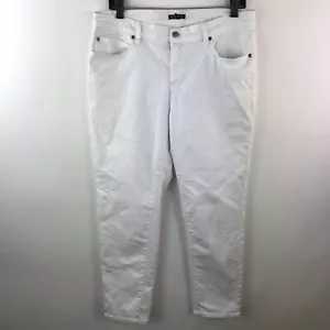 EILEEN FISHER knöchellange Hose weiß Denim Baumwollmischung vorne flach schmale Passform 12 - Bild 1 von 7