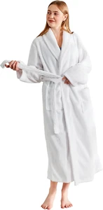 Womens Bathrobe Ladies Fluffy Sherpa Woman Spa Robe Shawl Collar Soft Warm Plush - Picture 1 of 5