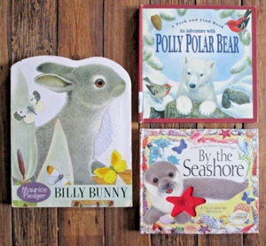 Maurice Pledger Book Lot 3 Board Book Billy Bunny Polly Polar Bear By Seashore - Picture 1 of 12