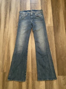 7 For All Mankind DOJO CLASSIC FLARE Blue Low-Rise SELVEDGE Sz. 29 Trouser Jeans - Picture 1 of 6
