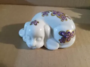 Vintage Porcelain Sleeping White Dog Figurine Salt Shaker 3 1/2" Japan - Picture 1 of 4