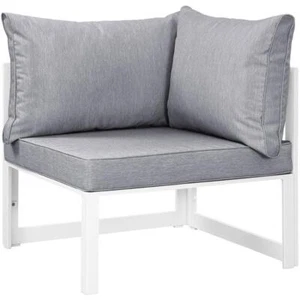 Modway Fortuna Modern Aluminum Outdoor Corner Chair in White/Gray - Picture 1 of 3