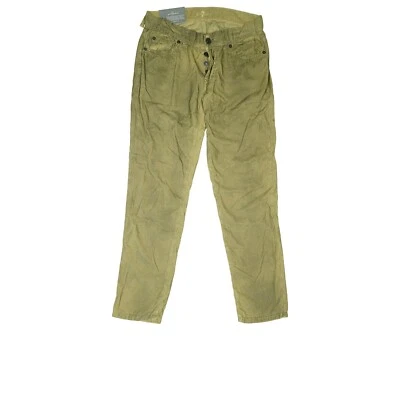 7 para All Mankind Josefina Vaqueros Boyfriend Fino Cordón Skinny 32 W25 Verde - Imagen 1 de 4