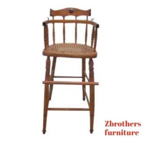 Antique Tiger Oak Bent Wood High Chair Stool Chair Childs Doll Cover