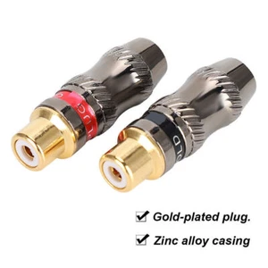 2PCS Zinc Alloy Gold plated RCA Female Soldering Plug for DIY Audio Cable - Picture 1 of 9