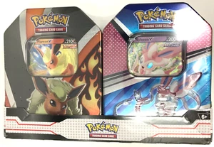 Juego de 2 latas Pokemon Eevee Evolutions V, Flareon y Sylveon, NIS - Imagen 1 de 4
