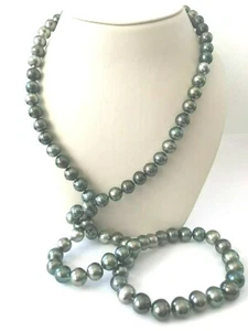 8,1 mm x 10,3 mm Tahitiperlen Strang 14 Karat Gold Verschluss Halskette 34,25 Zoll - Bild 1 von 7