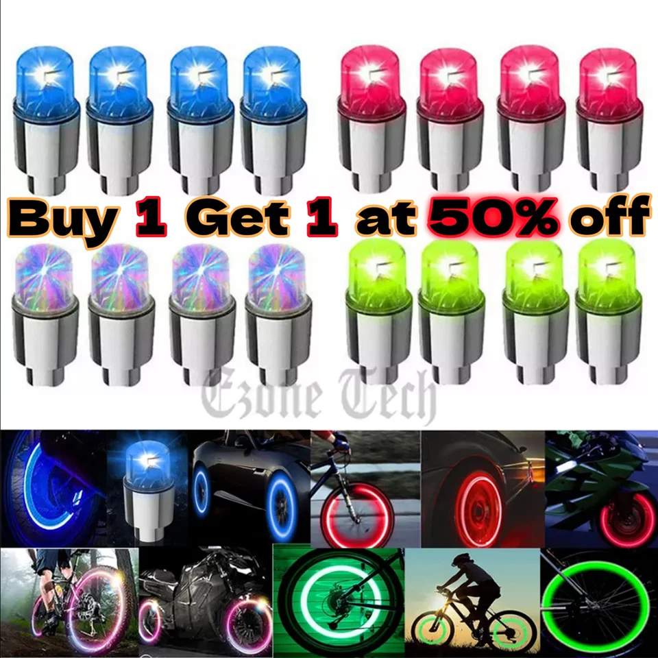 4-8 Piezas Luces LED de Rueda Luz Intermitente Neumático Válvula Tapa Lámpara Para Coche Camión Motocicleta Foto 1 de 4