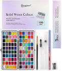100 kolorów Zestaw farb akwarelowych, z przenośnym pudełkiem Opakowanie prezentowe, Zestaw malarski z 