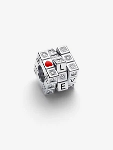 PANDORA Charm Anhänger Bead Beweglicher Würfel 925 Silber Weiße Steine 793672C01 - Bild 1 von 4