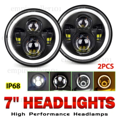 7" Round LED Headlights Hi/Lo DRL For C20/30 Pickup 61-1974 Chevy Truck 47-1957 - Image 1 of 4