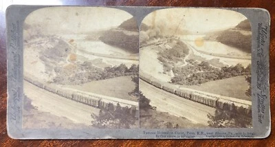Редкий 1903 Stereoview, Кривая Подковы, Алтуна, Железная дорога Пенсильвании, Андервуд - Изображение 1 из 4