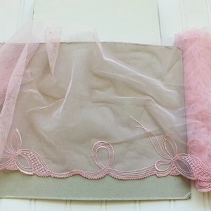 Light Pink Embroidered Tulle Lace Trim for Sewing/Lingerie/Bridal/Crafts/9” Wide - Picture 1 of 12