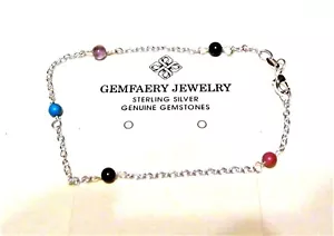 Sterling Silver Natural AMETHYST Gemstone Beaded Anklet...Handmade USA - Picture 1 of 3