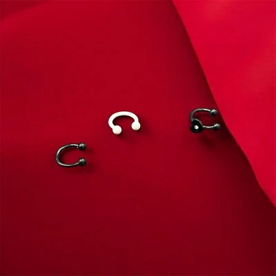 Set da 3 Piercing Bilanciere Circolare in Acciaio Chirurgico e Titanio - Immagine 1 di 4