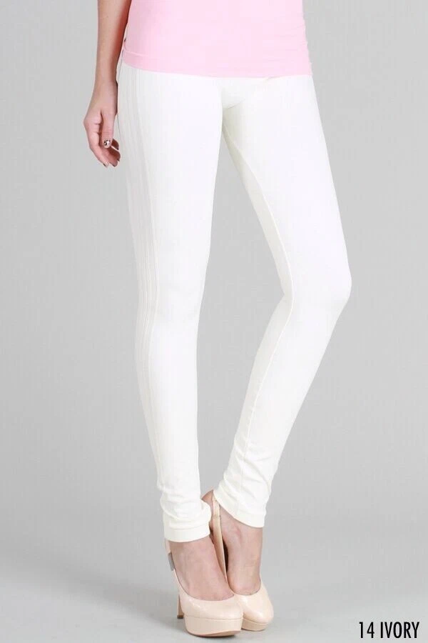 New Cellulite Smoothing Side Detail Leggings in Ivory - Image 1 of 1