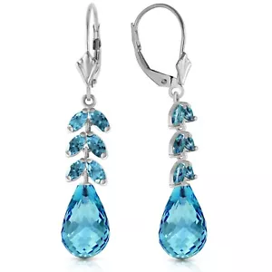 Pendientes de piedras preciosas con palanca trasera de oro blanco de 11,2 quilates serie topacio azul clásico - Imagen 1 de 4