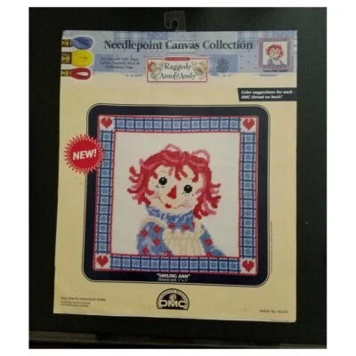 Raggedy Ann Portrait "Smiling Ann" DMC Needlepoint Canvas Collection - Image 1 of 2