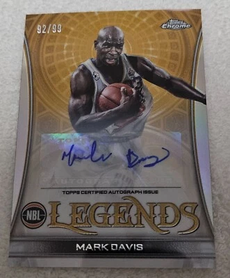 Autógrafo certificado Mark Davis Topps Chrome 2022-2023 NBL Legends edición #92/99 Foto 1 de 4