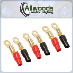 0 GAUGE RING TERMINALS RED BLACK 0 AWG terminals 6 pack 3 pairs - Picture 1 of 2