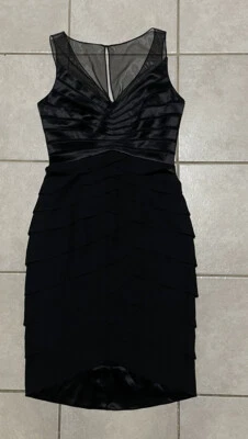 Vestido de cóctel CHETTA B negro 100 % seda con tirantes transparentes talla 4 Foto 1 de 4