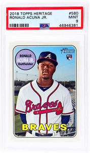 2018 Topps Heritage Ronald Acuna Jr. #580 PSA 9 Rookie RC - Picture 1 of 2