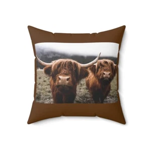Highland Cow Throw Pillow, Farm House Pillow, Cow Decor - Picture 1 of 7