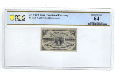 FR. 1226 Fractional Currency 3c Civil War Third Issue PCGS 64 - Image 1 of 2