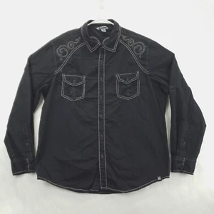 Machine Shirt Mens XL Black Embroidered 100% Cotton Pockets Classic Button-Up - Picture 1 of 12