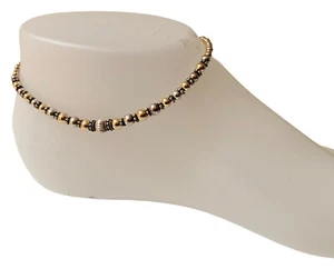 Sterling and Gold-Filled Beaded Anklet Size 9 - Picture 1 of 9