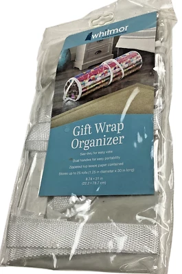 NEW Whitmor Gift Wrap Organizer See Through Handles Zippered Top Holds 25 Rolls - Image 1 of 3