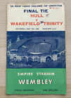 RUGBY LEAGUE CHALLENGE CUP PROGRAMME FINAL TIE HULL V WAKEFIELD 1960
