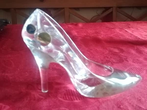 Large Bohemia Clear Crystal Glass Slipper / Shoe ~ 13cm tall - Picture 1 of 6