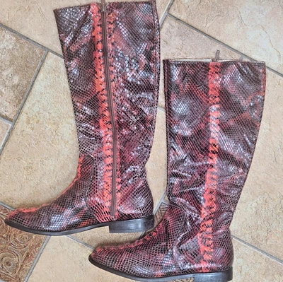 Botas planas italianas, cuero serpiente real multicolor, forro de cuero, talla 39 (talla 8 EE. UU.) Foto 1 de 4