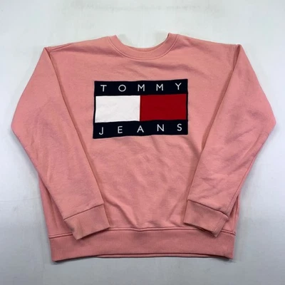 Tommy джинсы толстовка маленький женщин розовый большой логотип с надписью пуловер Crewneck - Изображение 1 из 4
