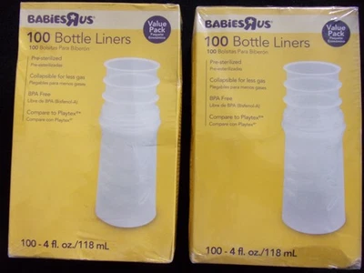 200 BABIES R US 4 oz. Forros de mamadeira 2 caixas de 100 cada - Imagem 1 de 4