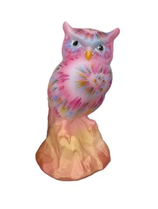 Figura de búho Fenton Glass GSE 2020 TIE DYE LE #26/44 - Imagen 1 de 6